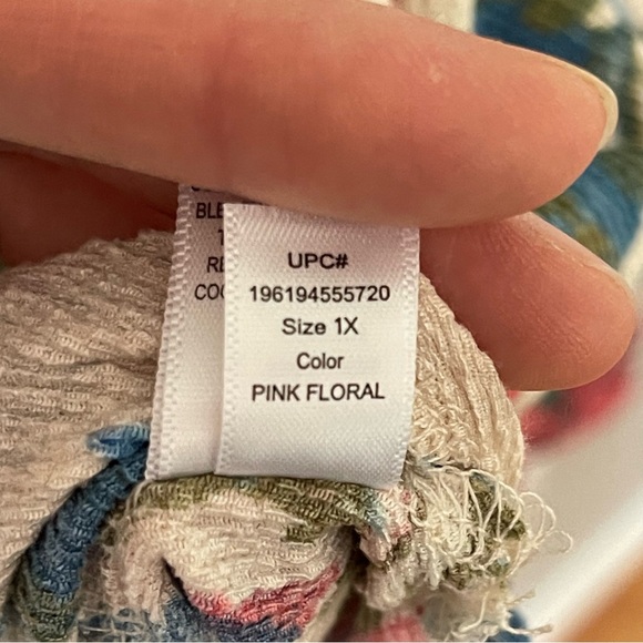 Cuddl Duds Crepe Knit Caftan Tunic Coastal Coral Floral Pink Size 1X - Picture 13 of 13